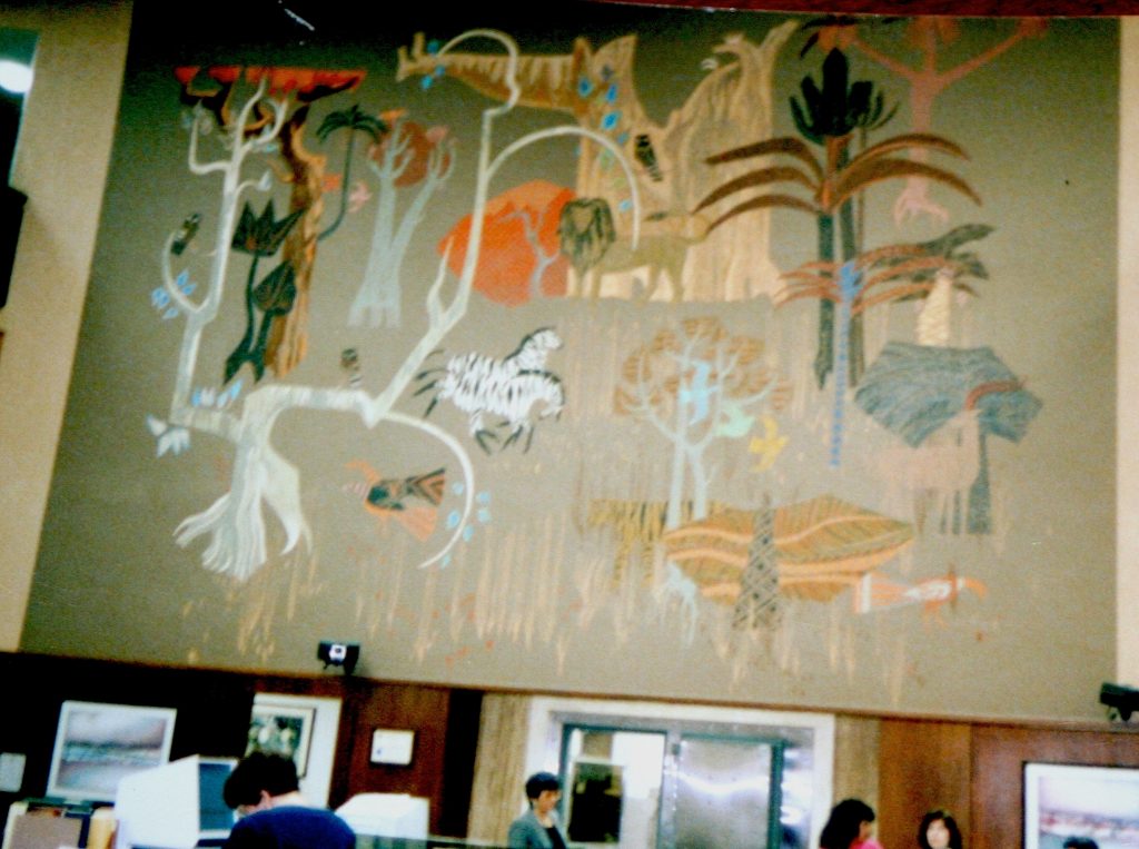 LA Zoo painting, Burbank branch, 1969. Photo courtesy of Carrie McCoy