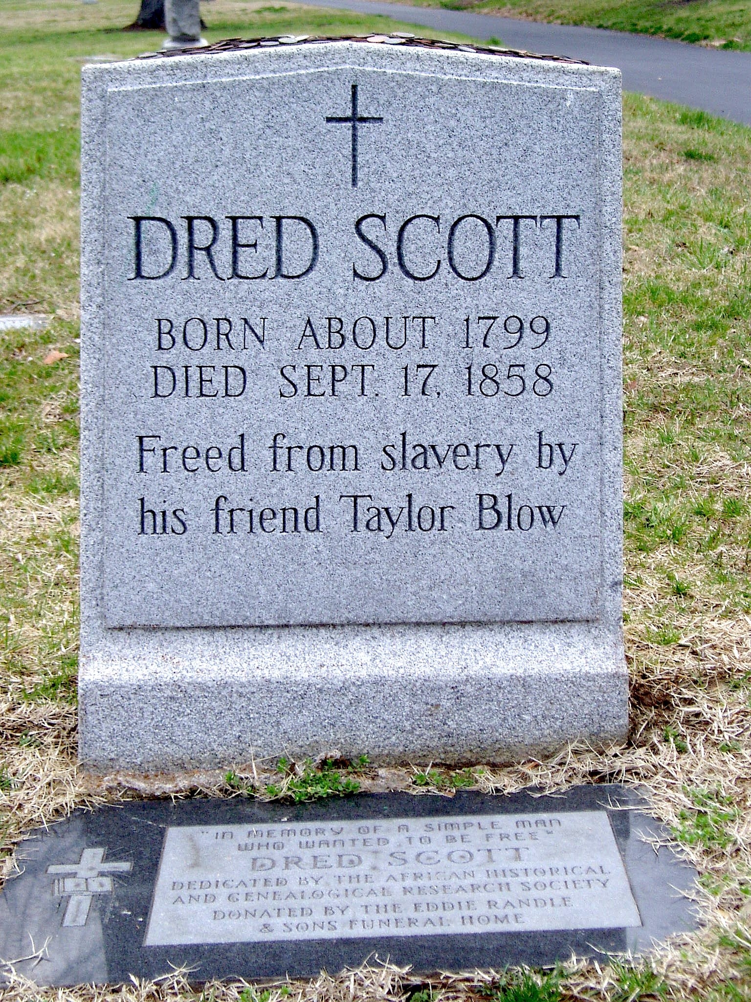 Grave marker for Dred Scott, Calvary Cemetery