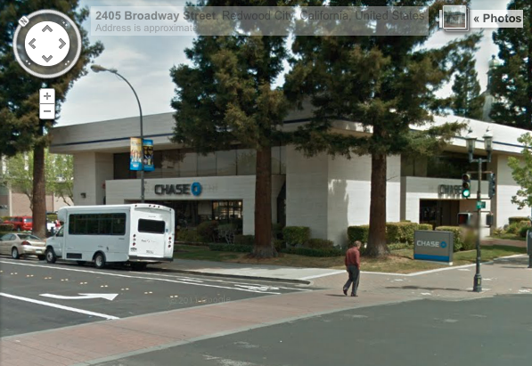 Redwood City Chase, 2300 Broadway, via Google StreetView