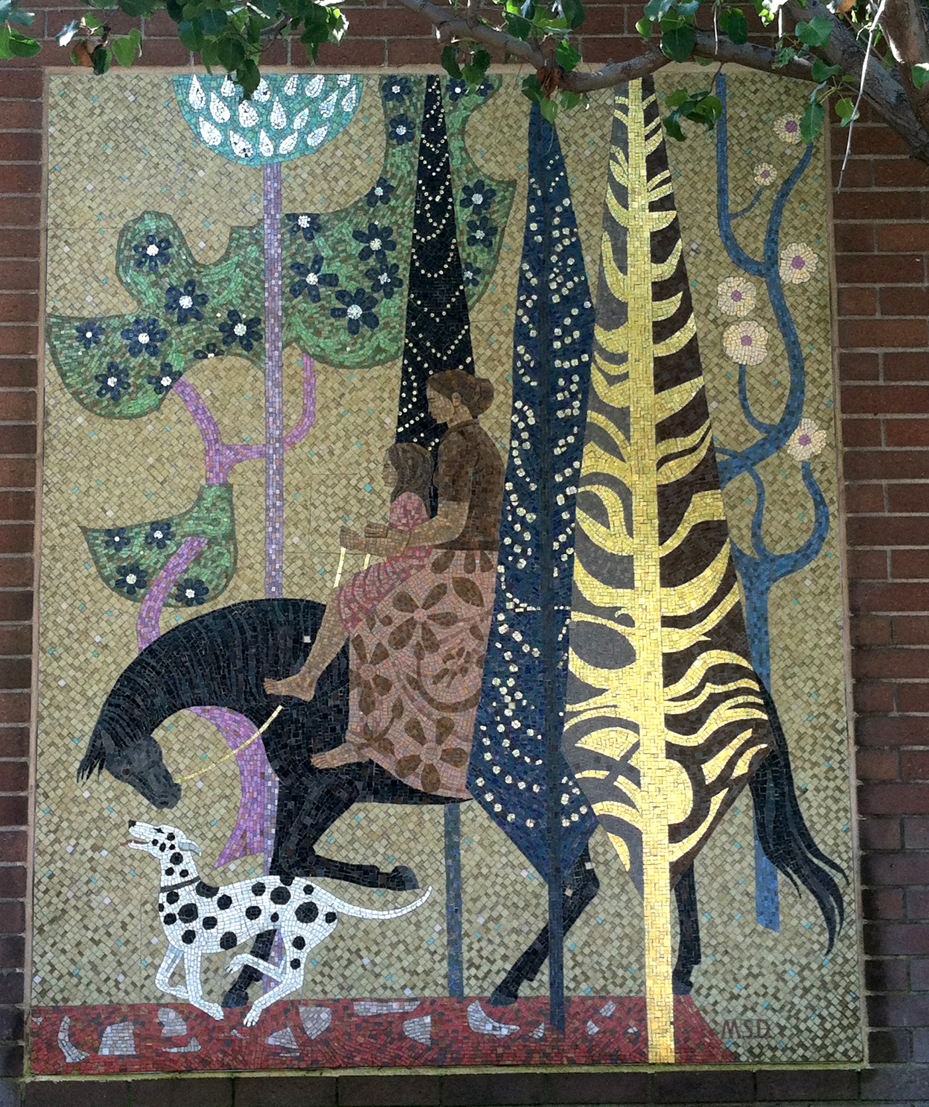 "Millard Sheets Designs," temporary mosaic panel, one of three, c. 1974, now in Irwindale