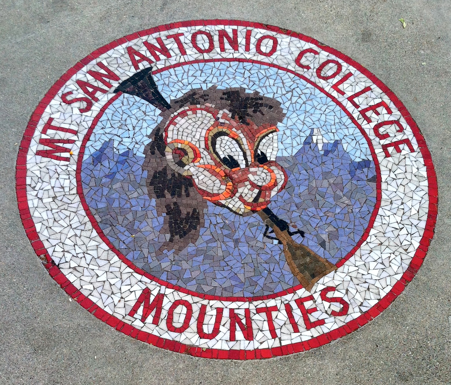 Millard Sheets Studio, Joe Mountie mosaic, Mt. San Antonio College, Walnut, c. 1965