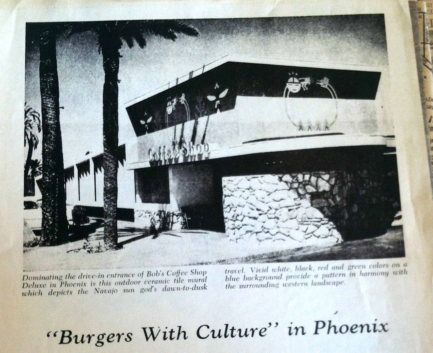 Millard Sheets Studio, Native American themes in mosaic, Bob's restaurant, Phoenix, 1954. From "Burgers with Culture," TILE Magazine, 1955. S. David Underwood Archive.