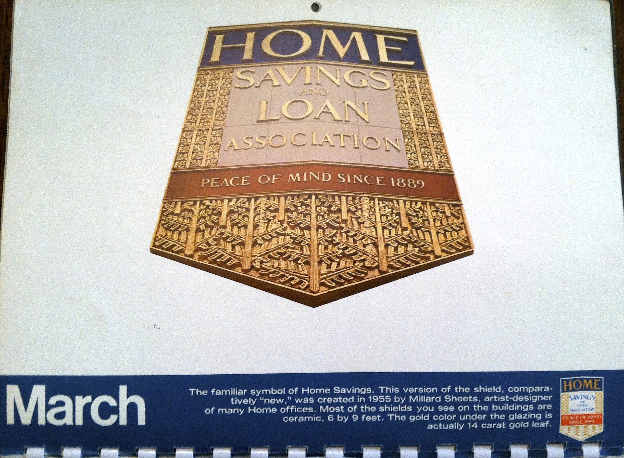 Millard Sheets, Home Savings shield, in Home Savings calendar by George Underwood; courtesy of George Underwood